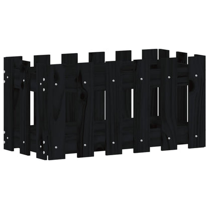 Plantenbak Met Hekontwerp 60X30X30 Cm Massief Grenenhout Zwart