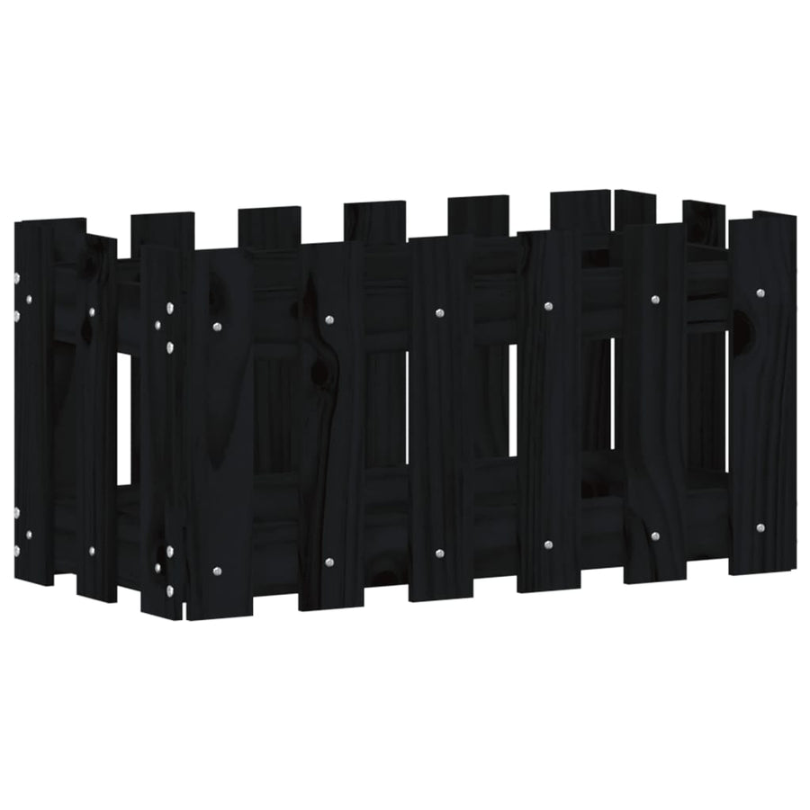 Plantenbak Met Hekontwerp 60X30X30 Cm Massief Grenenhout Zwart