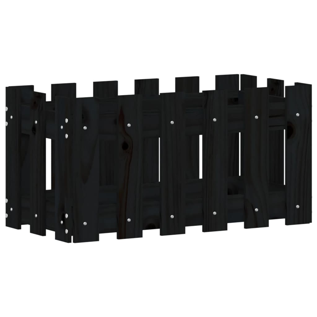 Plantenbak Met Hekontwerp 60X30X30 Cm Massief Grenenhout Zwart