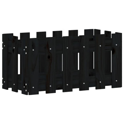 Plantenbak Met Hekontwerp 60X30X30 Cm Massief Grenenhout Zwart