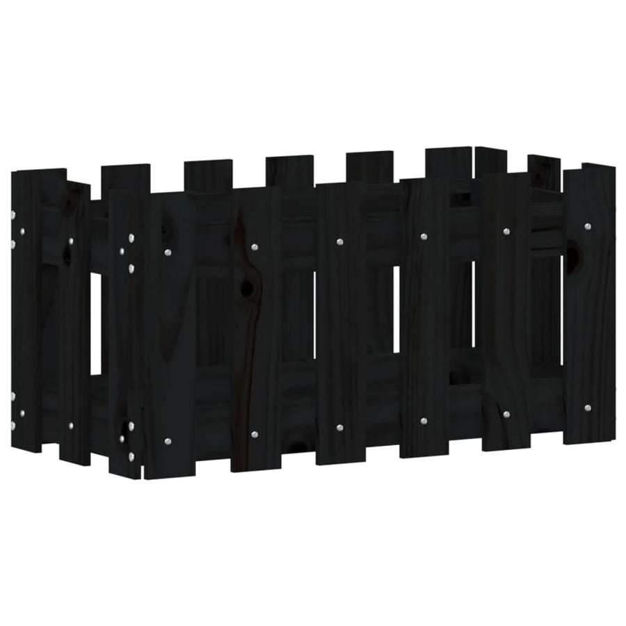 Plantenbak Met Hekontwerp 60X30X30 Cm Massief Grenenhout Zwart
