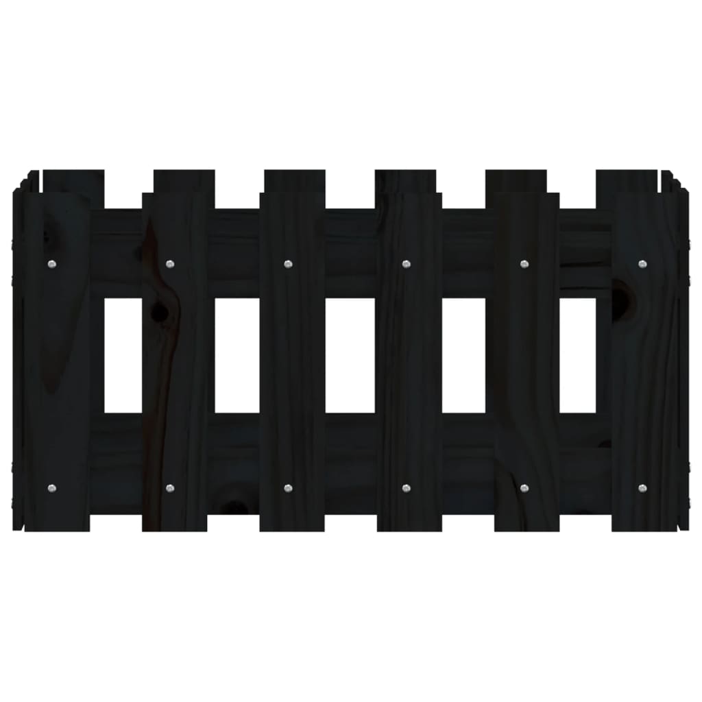 Plantenbak Met Hekontwerp 60X30X30 Cm Massief Grenenhout Zwart