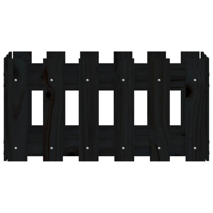 Plantenbak Met Hekontwerp 60X30X30 Cm Massief Grenenhout Zwart