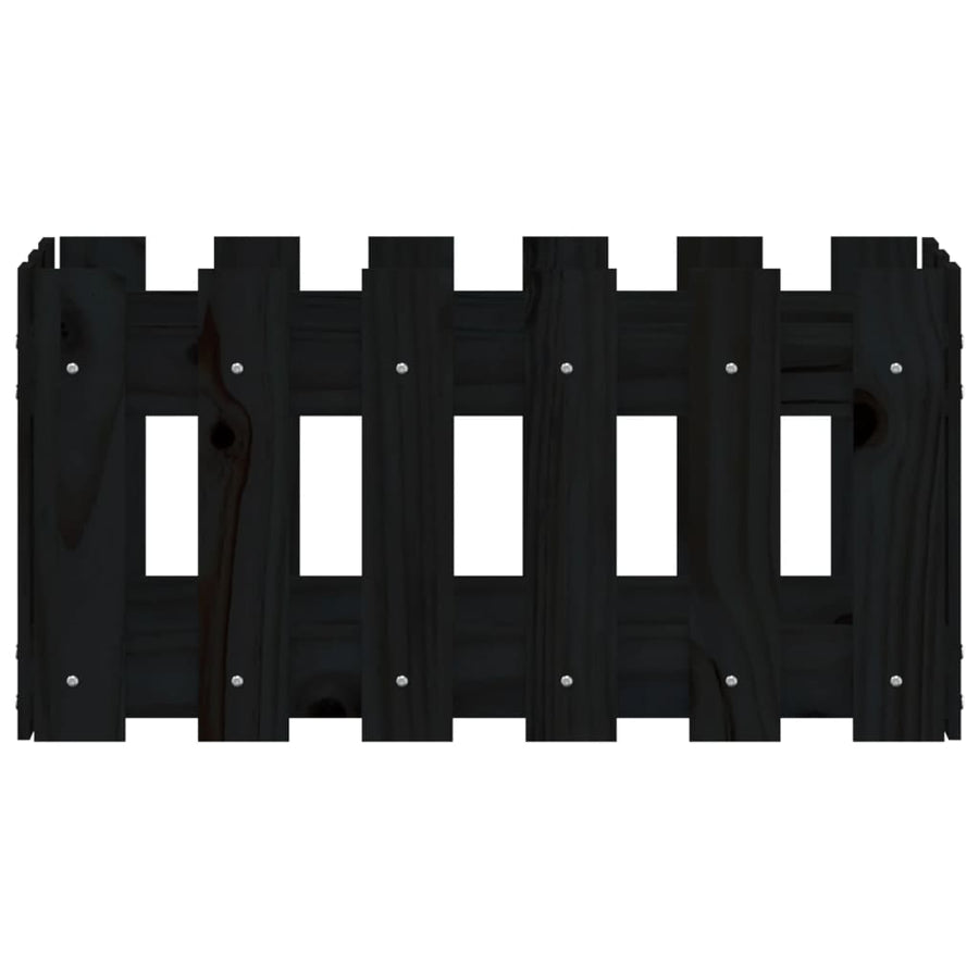 Plantenbak Met Hekontwerp 60X30X30 Cm Massief Grenenhout Zwart