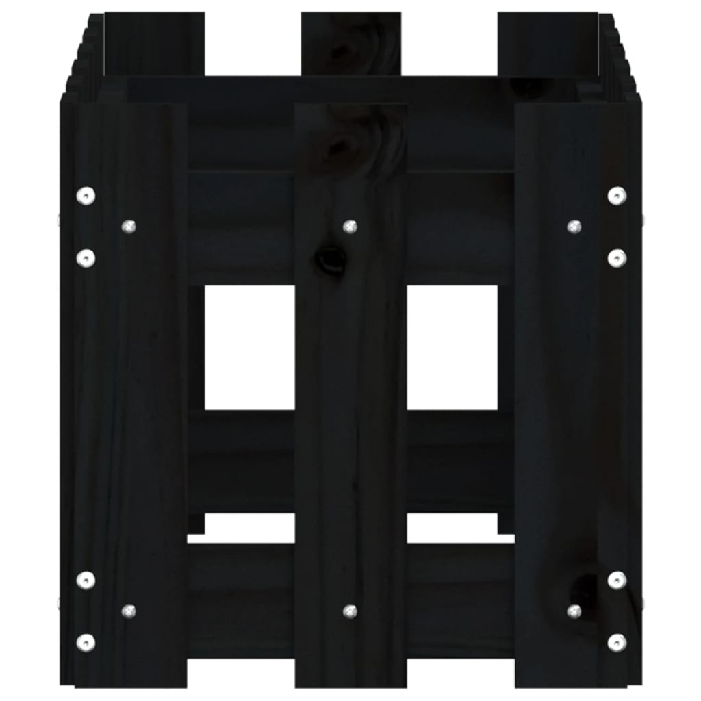 Plantenbak Met Hekontwerp 60X30X30 Cm Massief Grenenhout Zwart