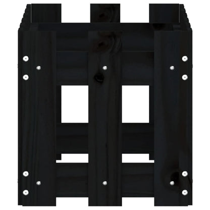 Plantenbak Met Hekontwerp 60X30X30 Cm Massief Grenenhout Zwart