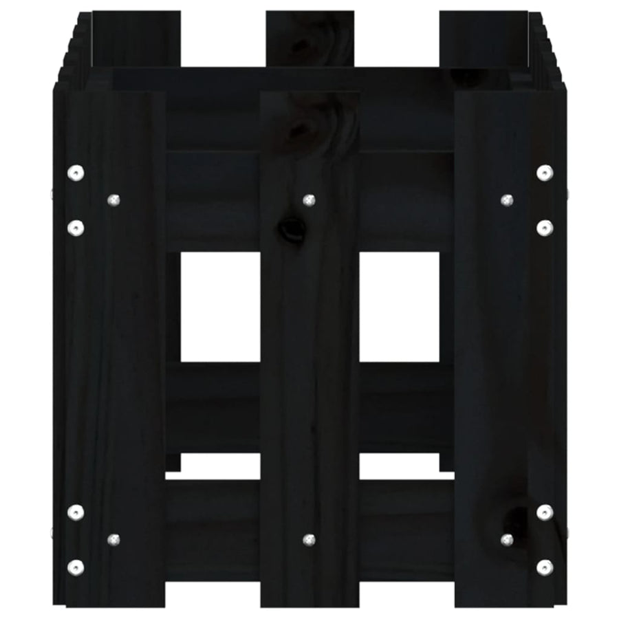 Plantenbak Met Hekontwerp 60X30X30 Cm Massief Grenenhout Zwart