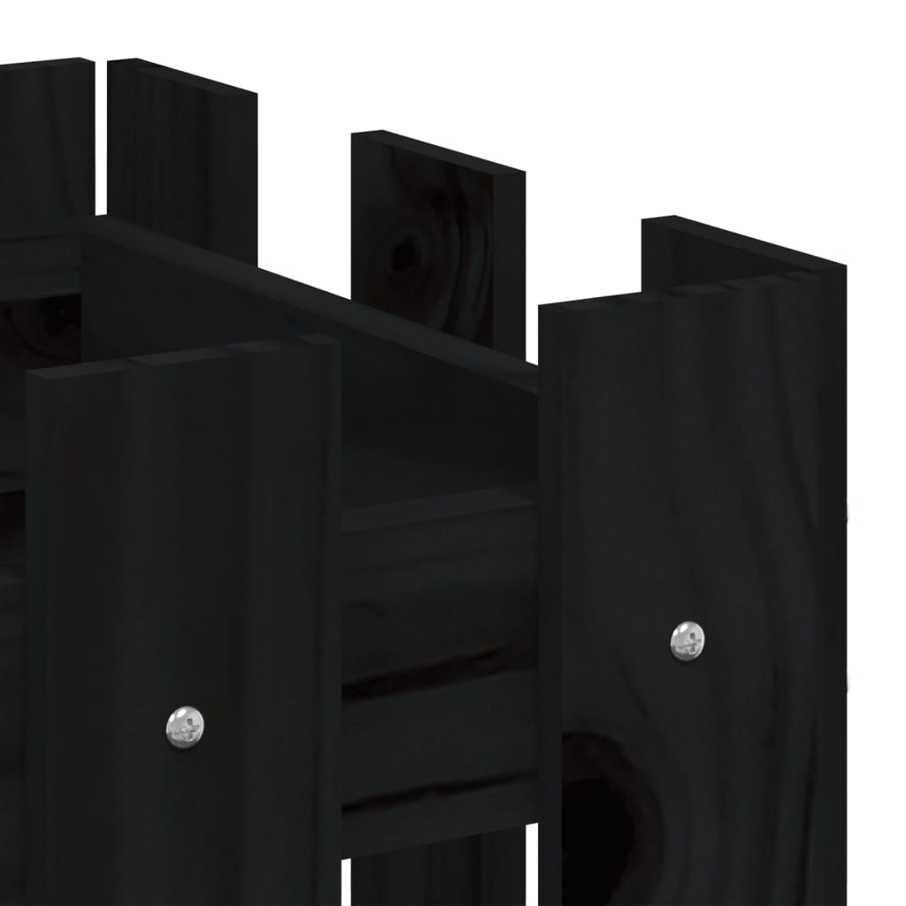 Plantenbak Met Hekontwerp 60X30X30 Cm Massief Grenenhout Zwart