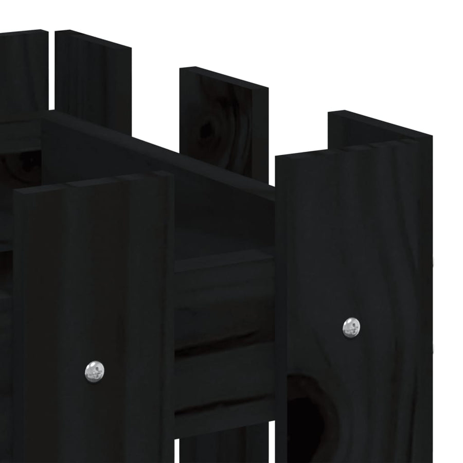 Plantenbak Met Hekontwerp 60X30X30 Cm Massief Grenenhout Zwart