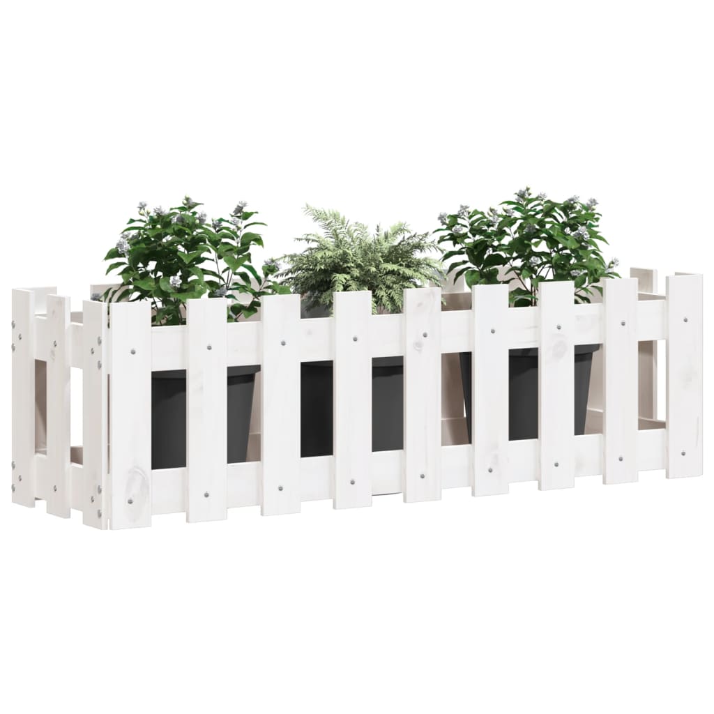 Plantenbak Verhoogd Hekontwerp 100X30X30 Cm Grenenhout Wit