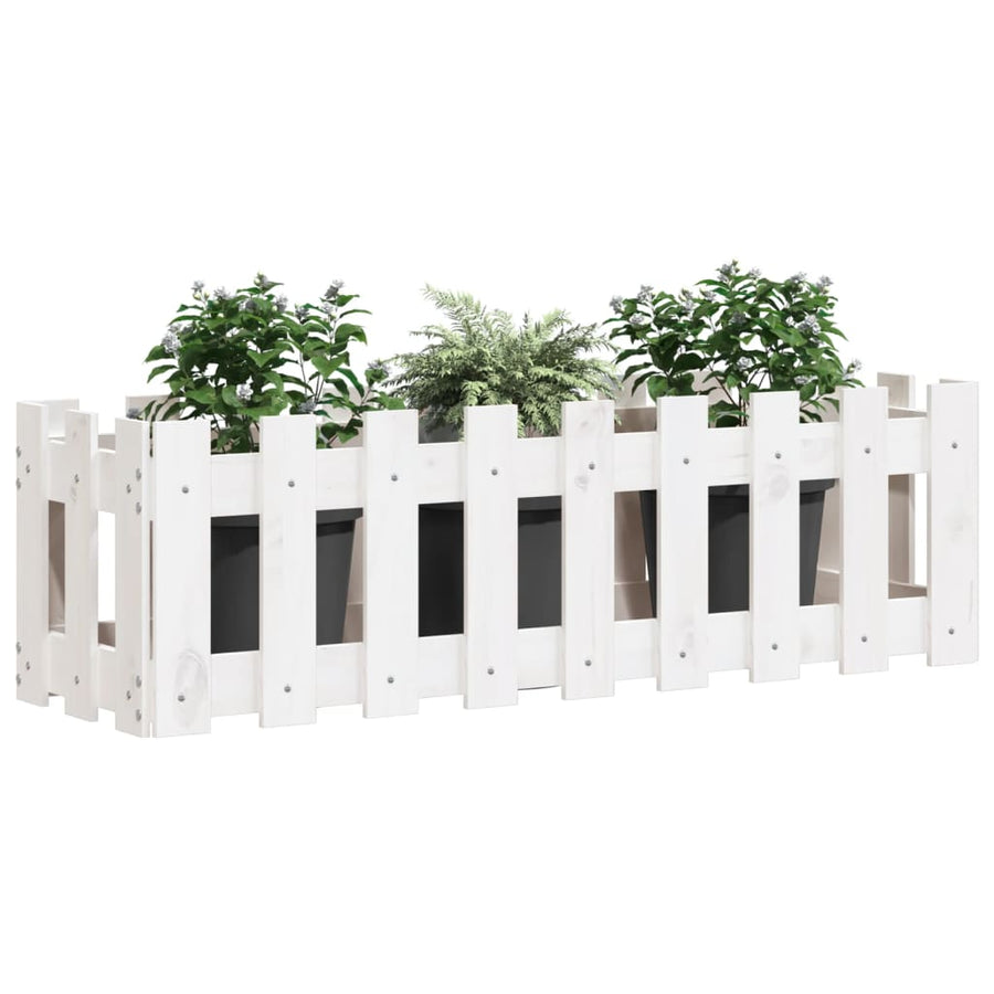 Plantenbak Verhoogd Hekontwerp 100X30X30 Cm Grenenhout Wit