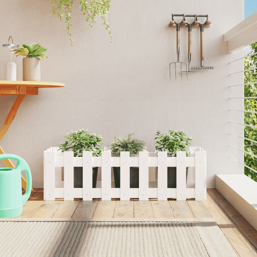 Plantenbak Verhoogd Hekontwerp 100X30X30 Cm Grenenhout Wit