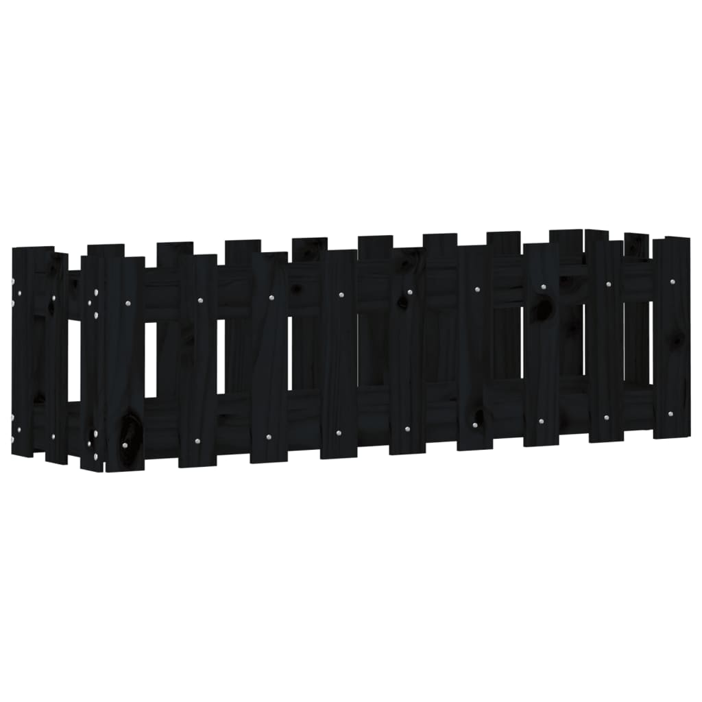 Plantenbak Verhoogd Hekontwerp 100X30X30 Cm Grenenhout Zwart