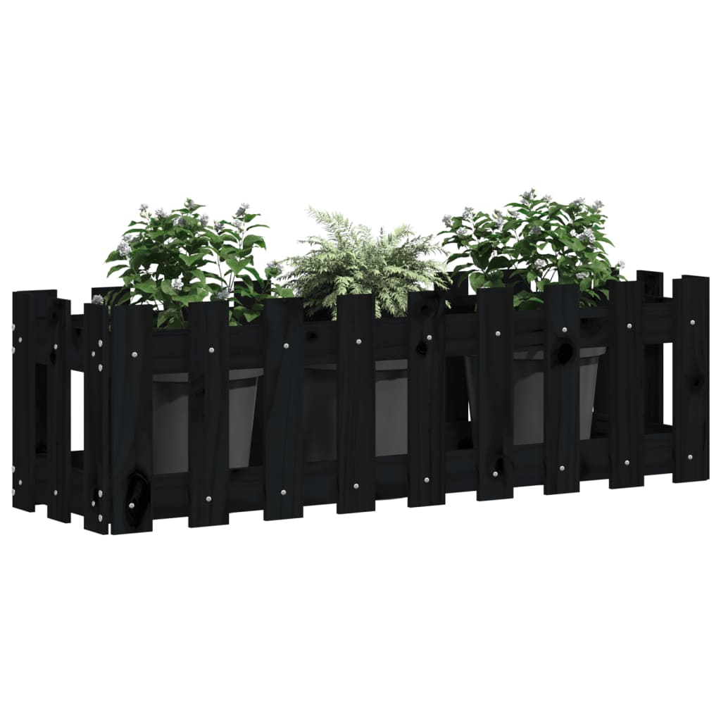 Plantenbak Verhoogd Hekontwerp 100X30X30 Cm Grenenhout Zwart