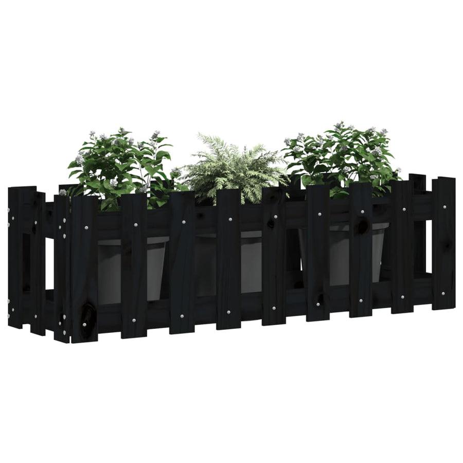 Plantenbak Verhoogd Hekontwerp 100X30X30 Cm Grenenhout Zwart