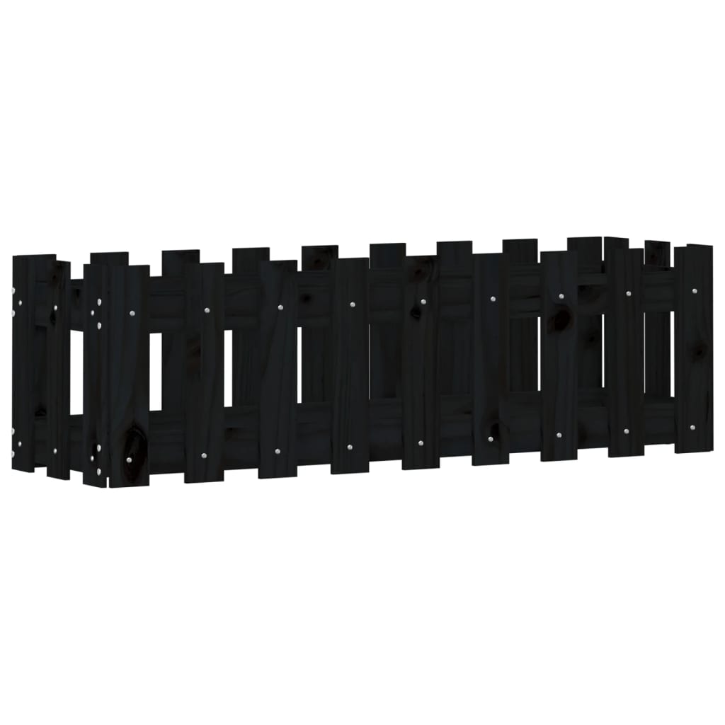 Plantenbak Verhoogd Hekontwerp 100X30X30 Cm Grenenhout Zwart