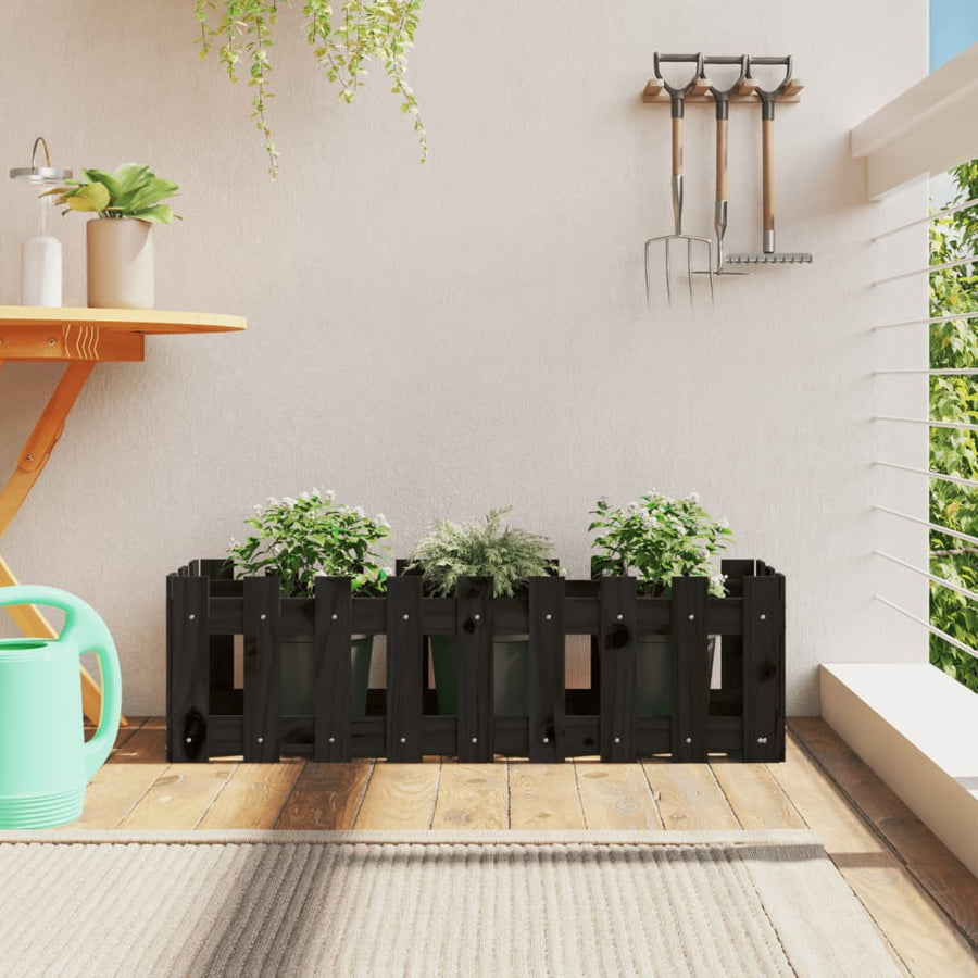 Plantenbak Verhoogd Hekontwerp 100X30X30 Cm Grenenhout Zwart