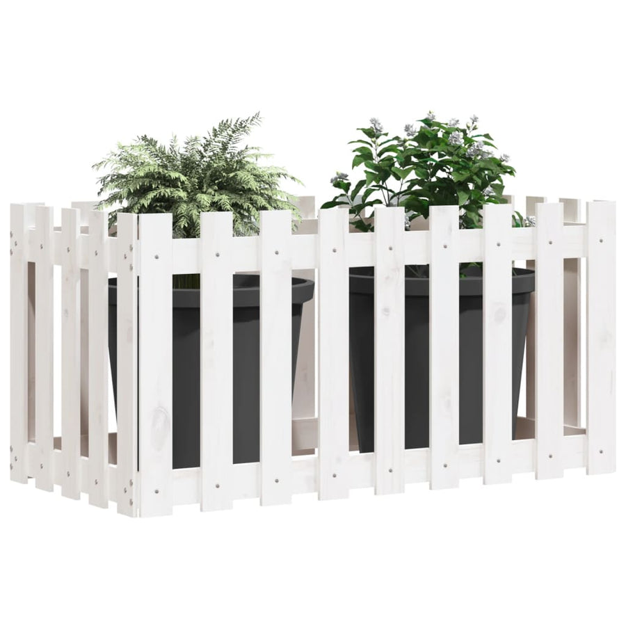 Plantenbak Verhoogd Hekontwerp 100X50X50 Cm Grenenhout Wit
