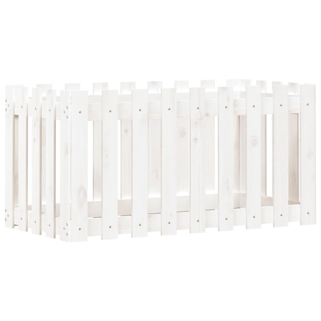 Plantenbak Verhoogd Hekontwerp 100X50X50 Cm Grenenhout Wit
