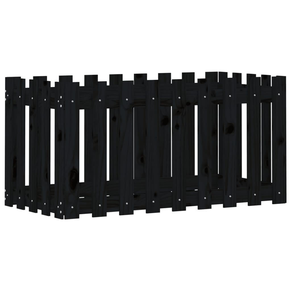 Plantenbak Verhoogd Hekontwerp 100X50X50 Cm Grenenhout Zwart