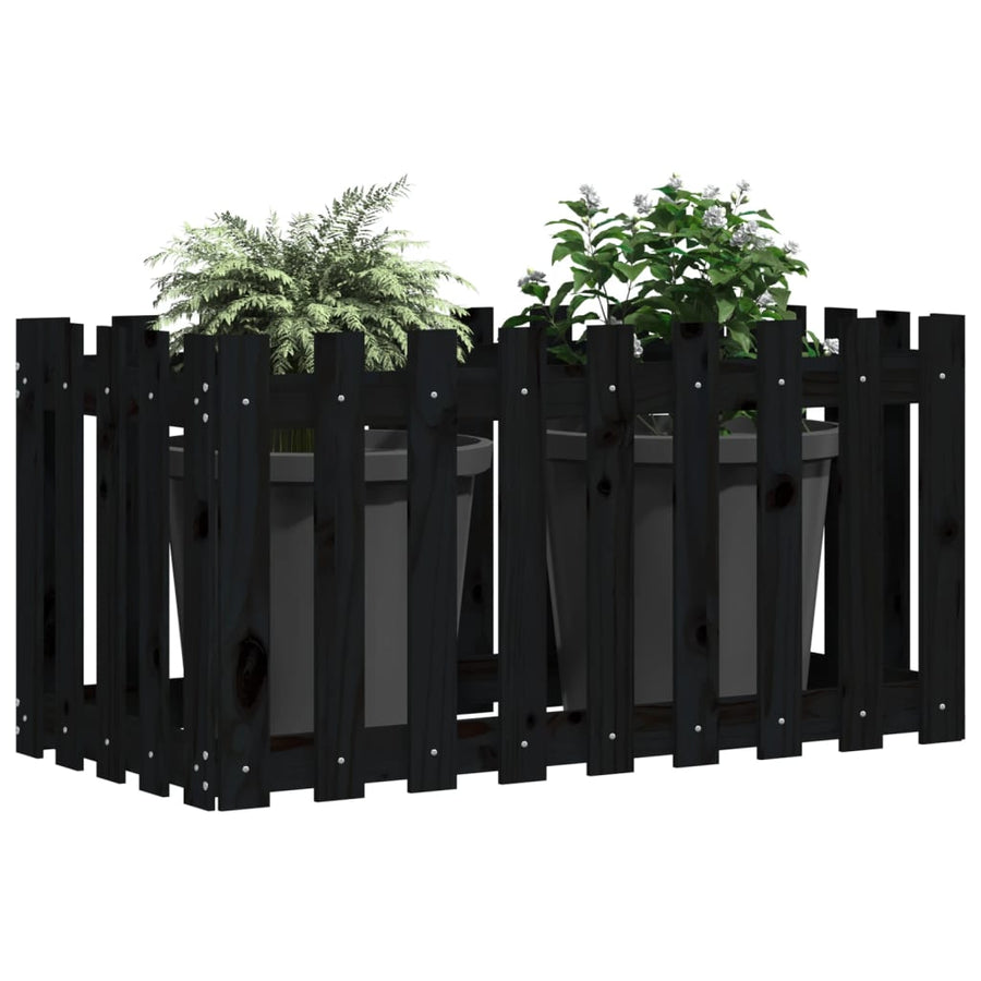 Plantenbak Verhoogd Hekontwerp 100X50X50 Cm Grenenhout Zwart