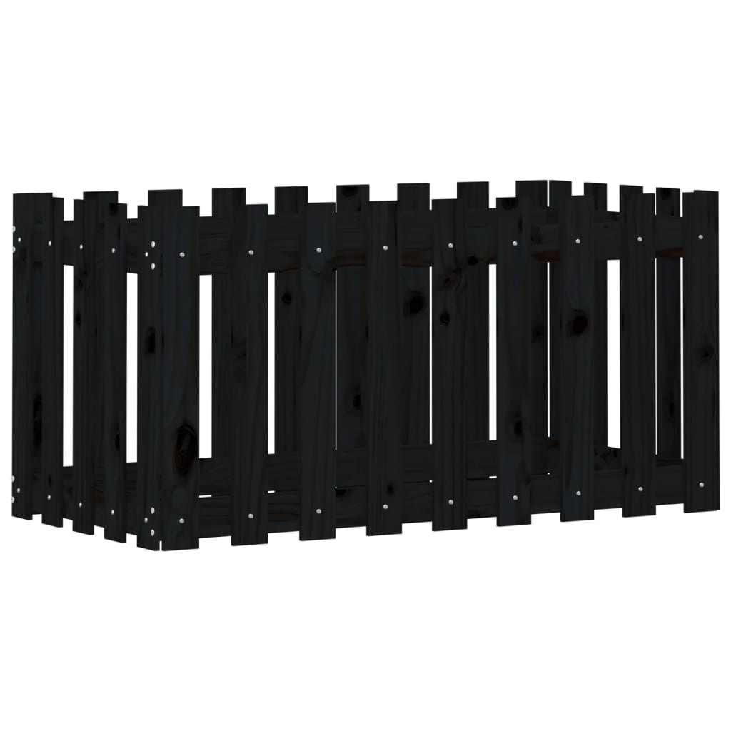 Plantenbak Verhoogd Hekontwerp 100X50X50 Cm Grenenhout Zwart