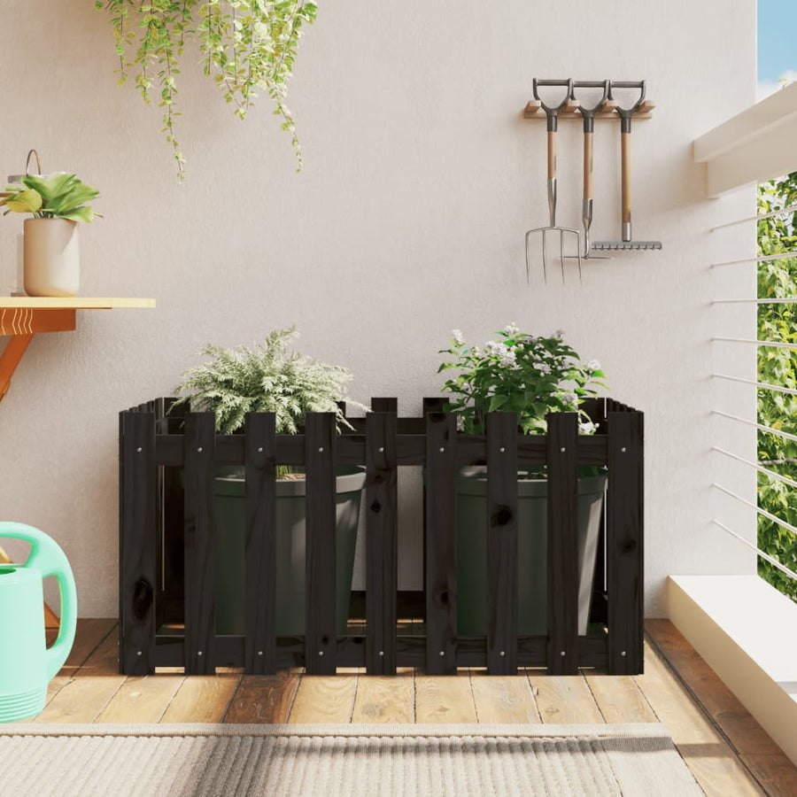 Plantenbak Verhoogd Hekontwerp 100X50X50 Cm Grenenhout Zwart