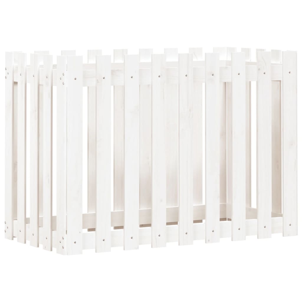Plantenbak Verhoogd Hekontwerp 100X50X70 Cm Grenenhout Wit