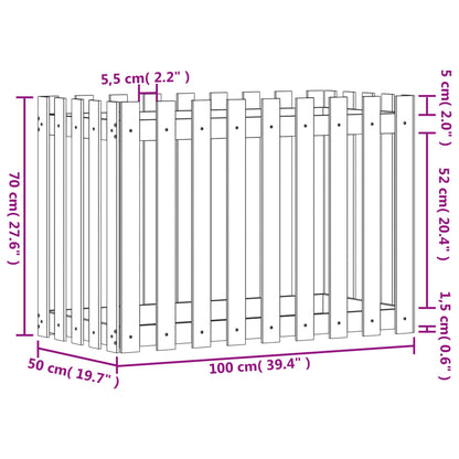 Plantenbak Verhoogd Hekontwerp 100X50X70 Cm Grenenhout Wit