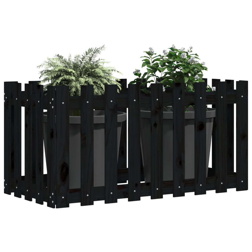 Plantenbak Verhoogd Hekontwerp 100X50X70 Cm Grenenhout Zwart