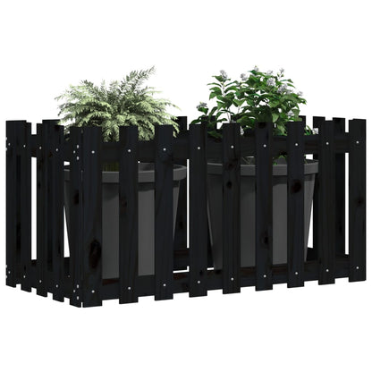 Plantenbak Verhoogd Hekontwerp 100X50X70 Cm Grenenhout Zwart