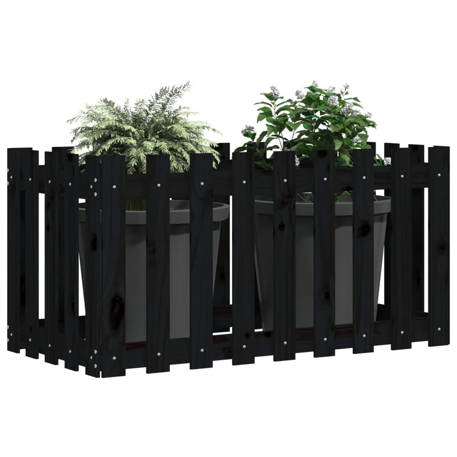 Plantenbak Verhoogd Hekontwerp 100X50X70 Cm Grenenhout Zwart