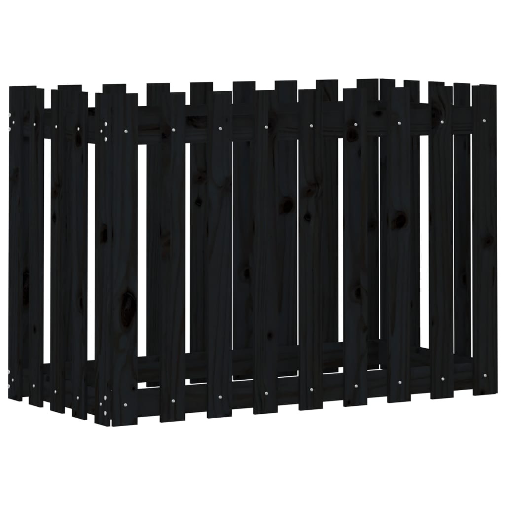 Plantenbak Verhoogd Hekontwerp 100X50X70 Cm Grenenhout Zwart