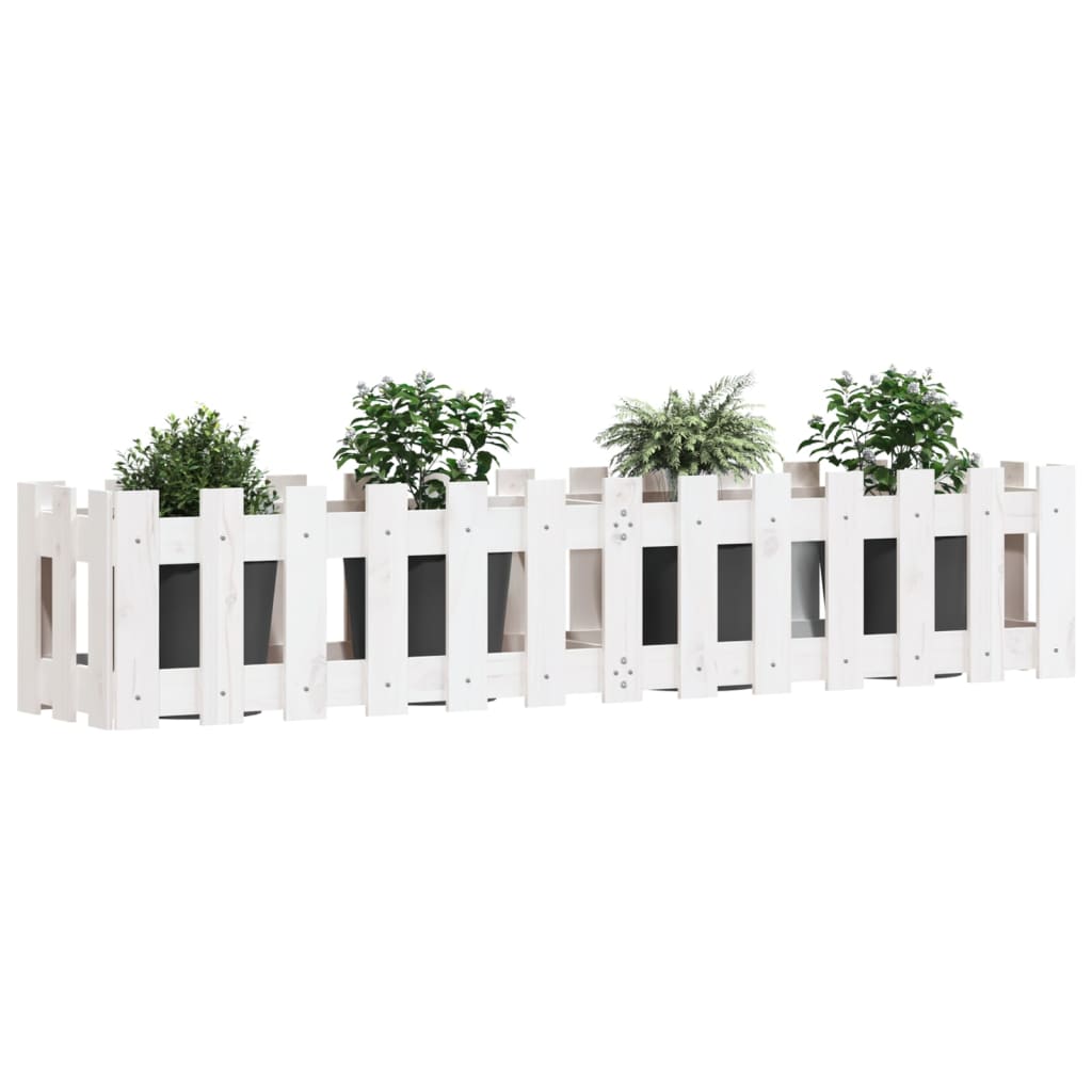 Plantenbak Verhoogd Hekontwerp 150X30X30 Cm Grenenhout Wit