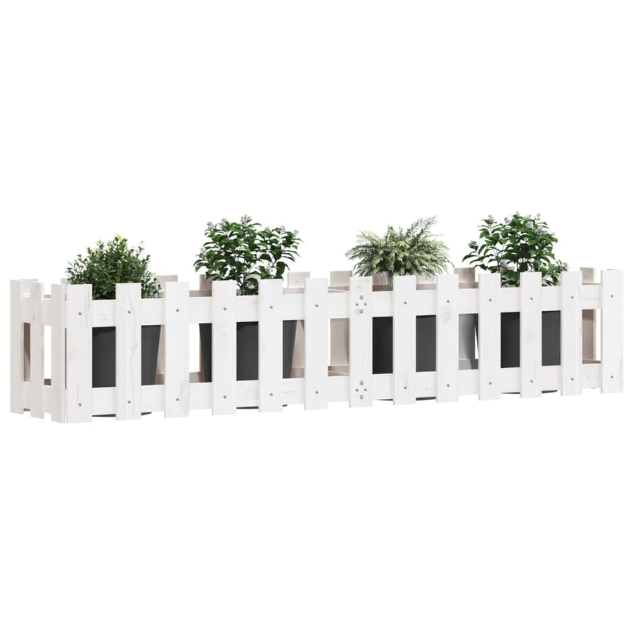 Plantenbak Verhoogd Hekontwerp 150X30X30 Cm Grenenhout Wit