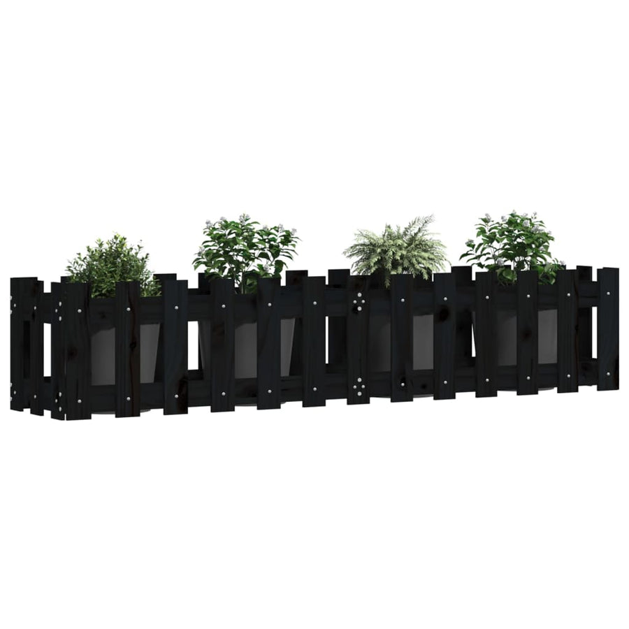 Plantenbak Verhoogd Hekontwerp 150X30X30 Cm Grenenhout Zwart