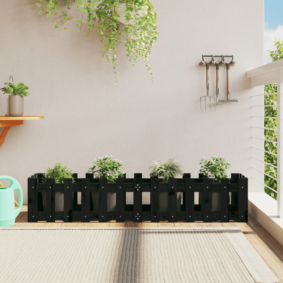 Plantenbak Verhoogd Hekontwerp 150X30X30 Cm Grenenhout Zwart