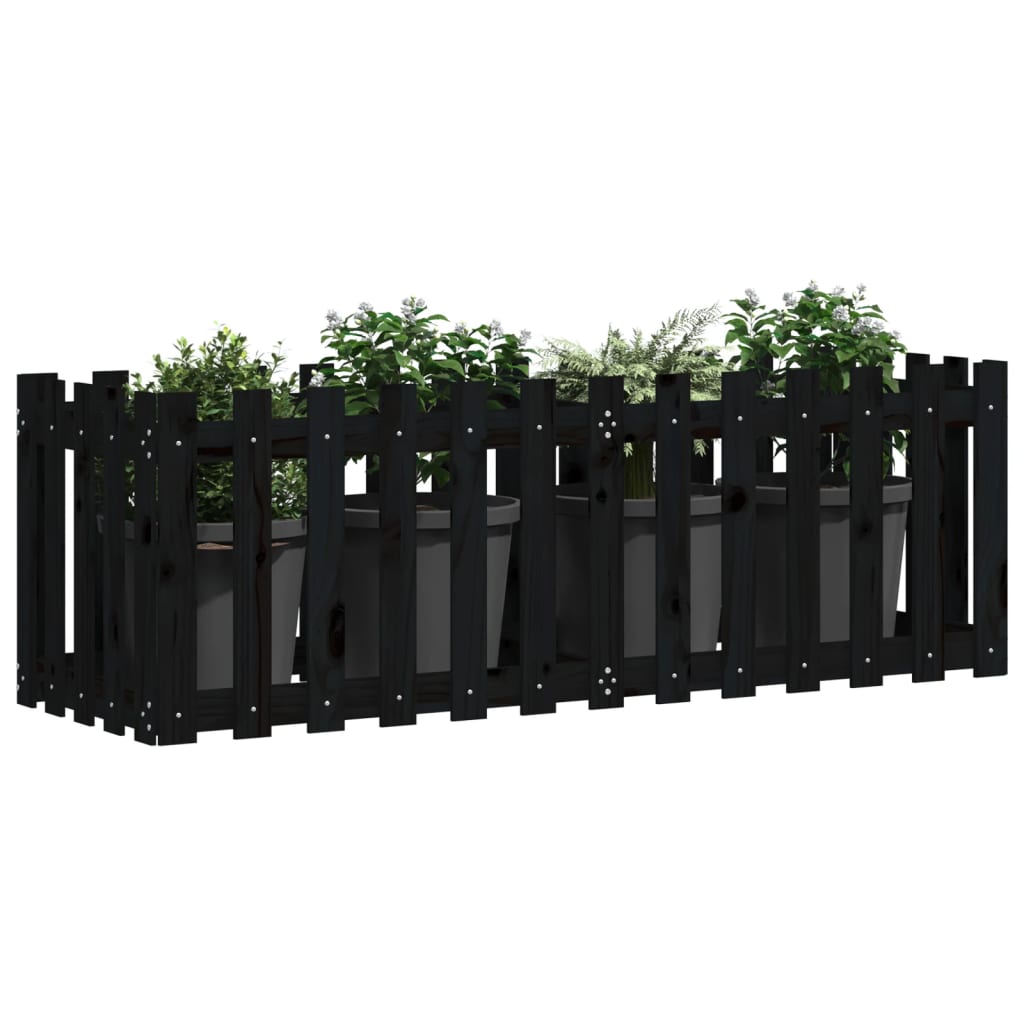 Plantenbak Verhoogd Hekontwerp 150X50X50 Cm Grenenhout Zwart
