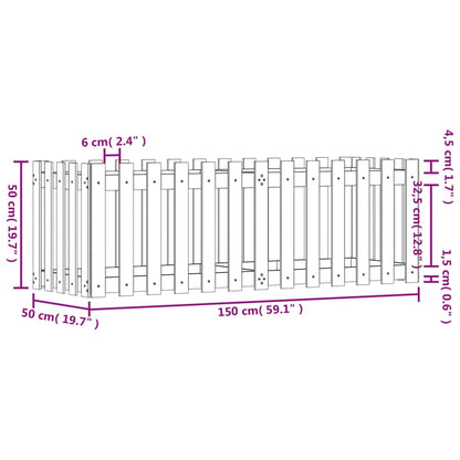 Plantenbak Verhoogd Hekontwerp 150X50X50 Cm Grenenhout Zwart