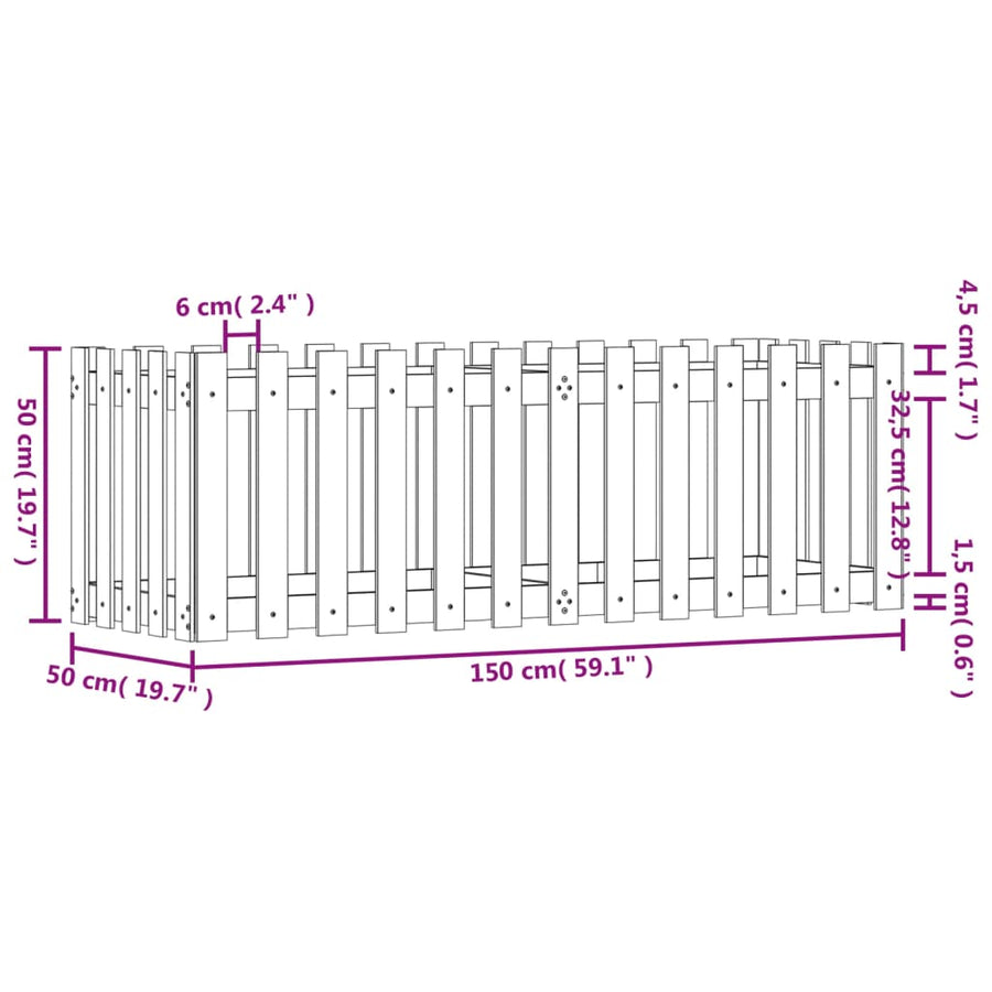 Plantenbak Verhoogd Hekontwerp 150X50X50 Cm Grenenhout Zwart