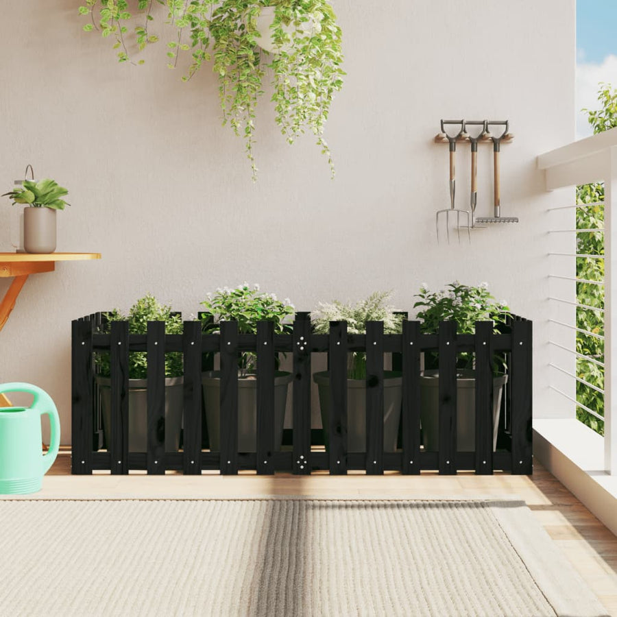 Plantenbak Verhoogd Hekontwerp 150X50X50 Cm Grenenhout Zwart