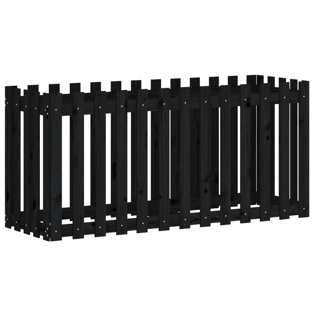Plantenbak Verhoogd Hekontwerp 150X50X70 Cm Grenenhout Zwart