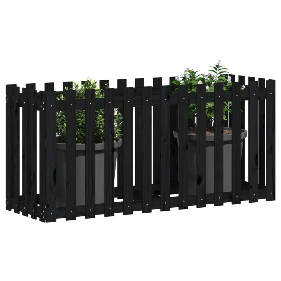 Plantenbak Verhoogd Hekontwerp 150X50X70 Cm Grenenhout Zwart