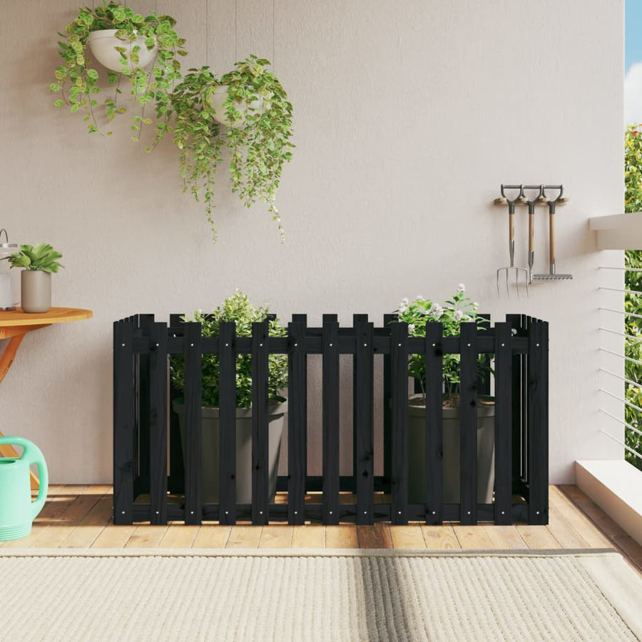 Plantenbak Verhoogd Hekontwerp 150X50X70 Cm Grenenhout Zwart