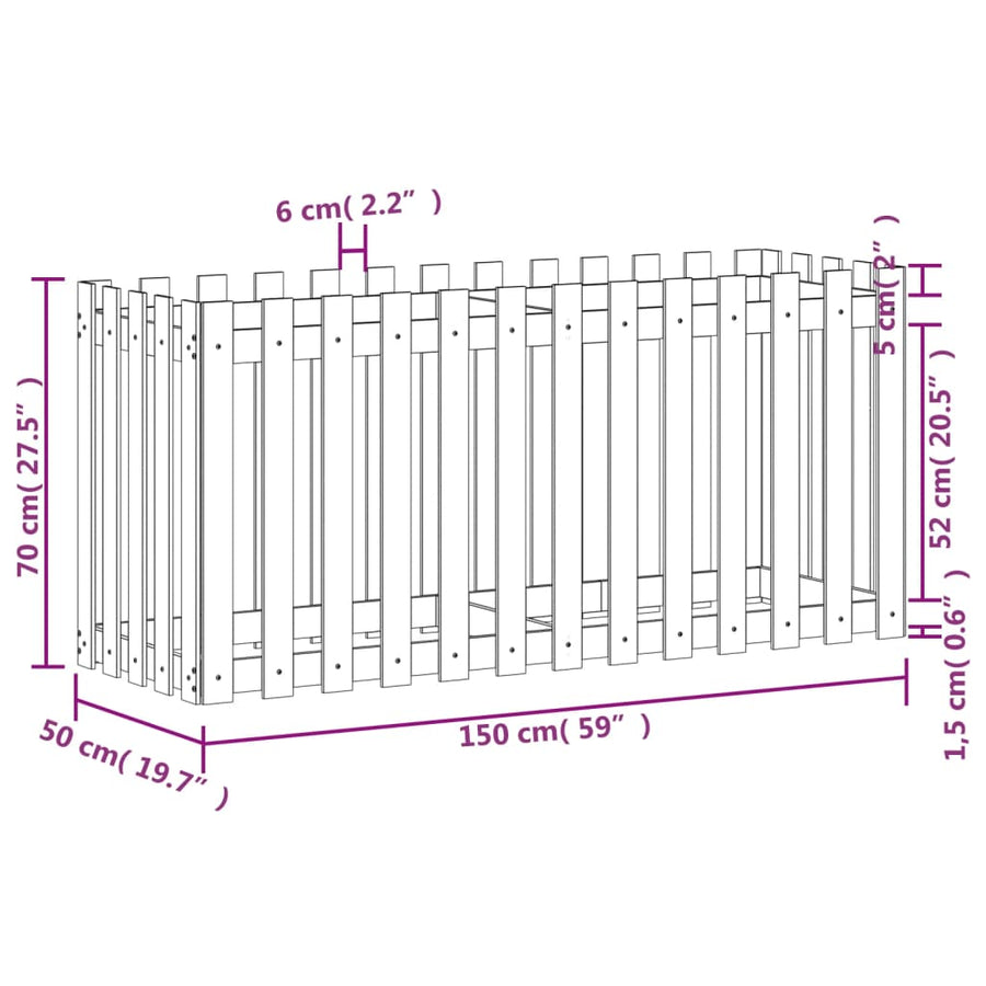 Plantenbak Verhoogd Hekontwerp 150X50X70 Cm Massief Douglashout