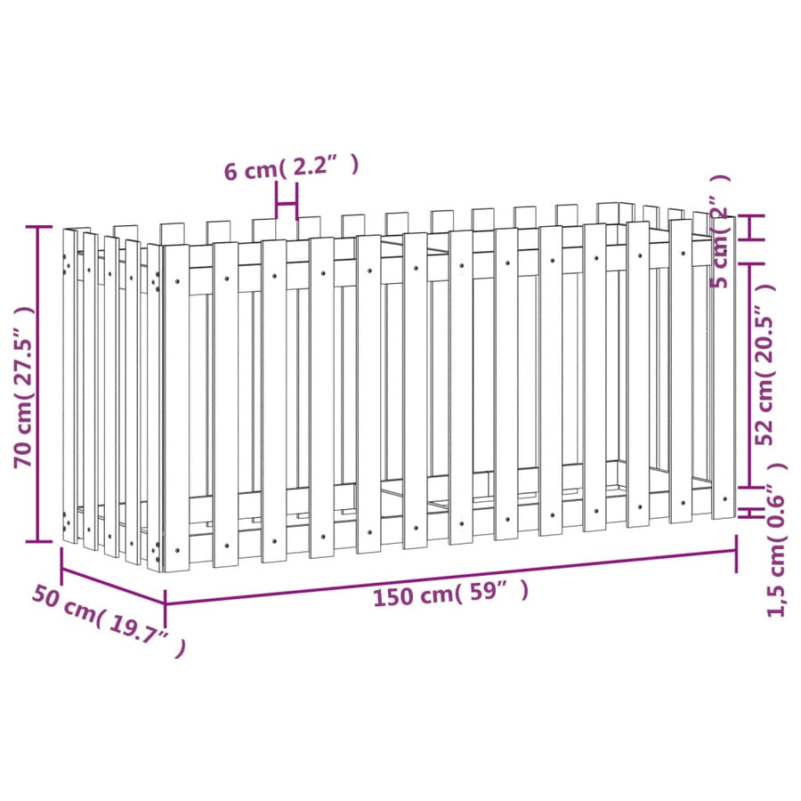 Plantenbak Verhoogd Hekontwerp 150X50X70 Cm Geïmpregneerd Hout