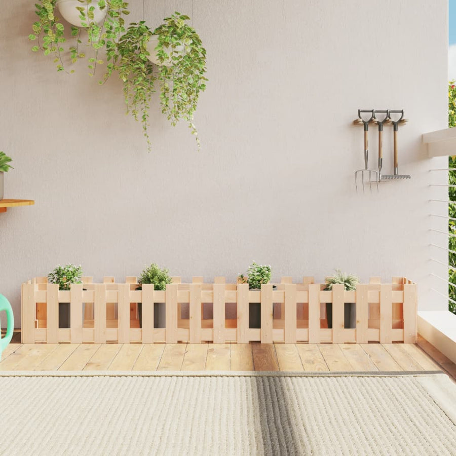 Plantenbak Verhoogd Met Hekontwerp 200X30X30 Cm Grenenhout