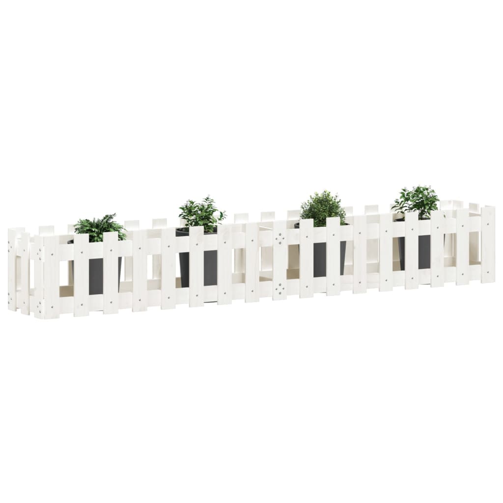 Plantenbak Verhoogd Hekontwerp 200X30X30 Cm Grenenhout Wit
