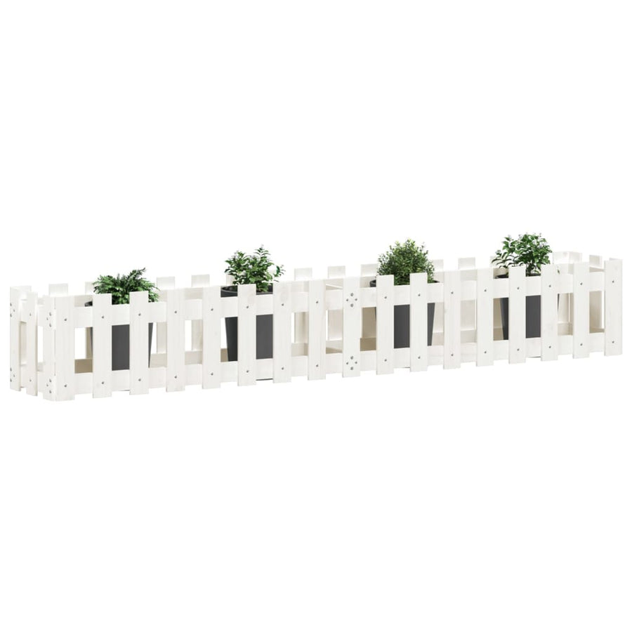 Plantenbak Verhoogd Hekontwerp 200X30X30 Cm Grenenhout Wit