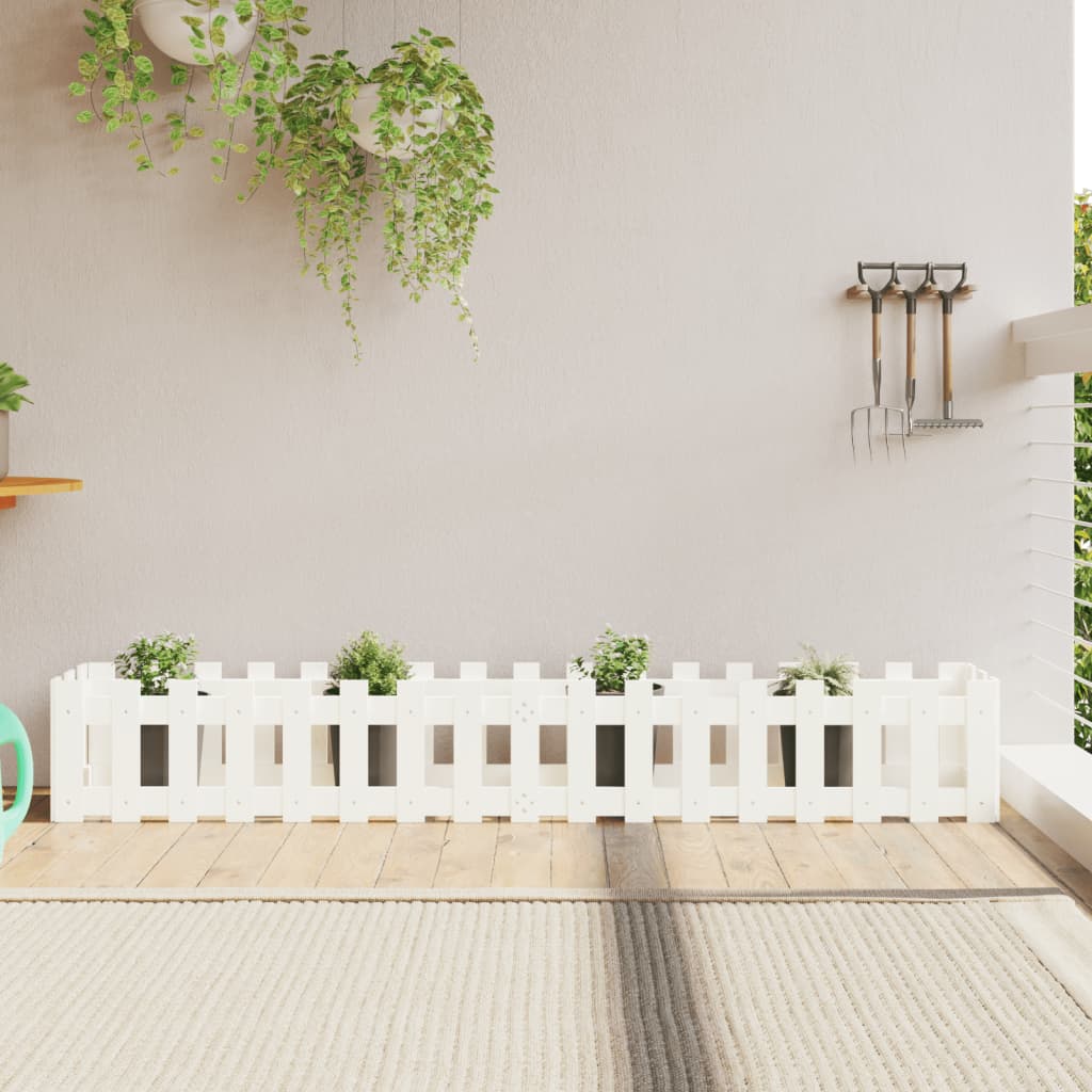 Plantenbak Verhoogd Hekontwerp 200X30X30 Cm Grenenhout Wit